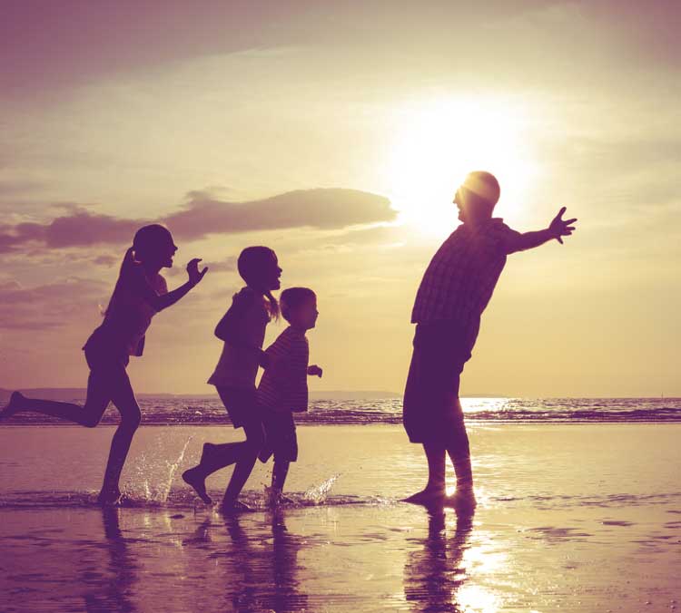 Happy father with his children